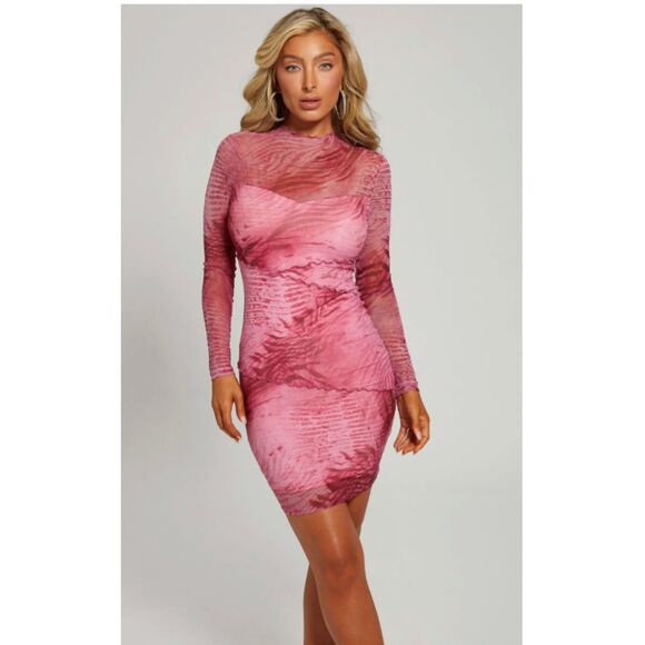 GUESS mesh body con long sleeve dress NWT - Picture 1 of 9